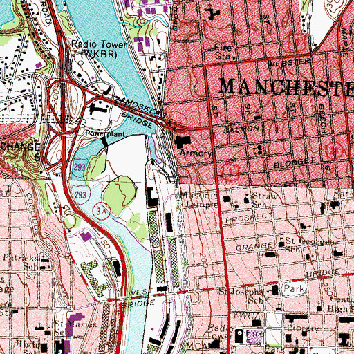 Topographic Map of Public Service Company Manchester Heliport, NH