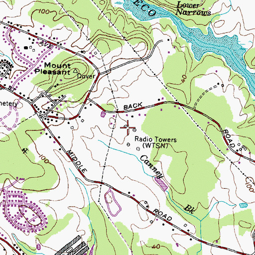 Topographic Map of WTSN-AM (Dover), NH