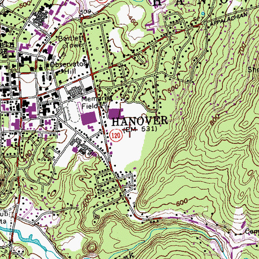 Topographic Map of WDCR-AM (Hanover), NH
