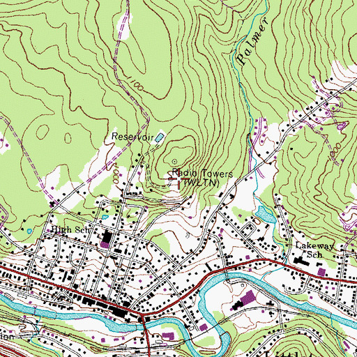 Topographic Map of WLTN-AM (Littleton), NH