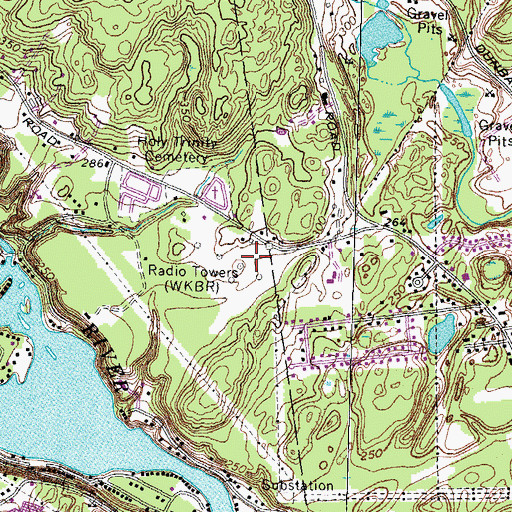 Topographic Map of WKBR-AM (Manchester), NH