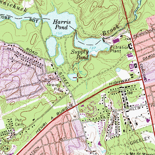 Topographic Map of WMVU-AM (Nashua), NH