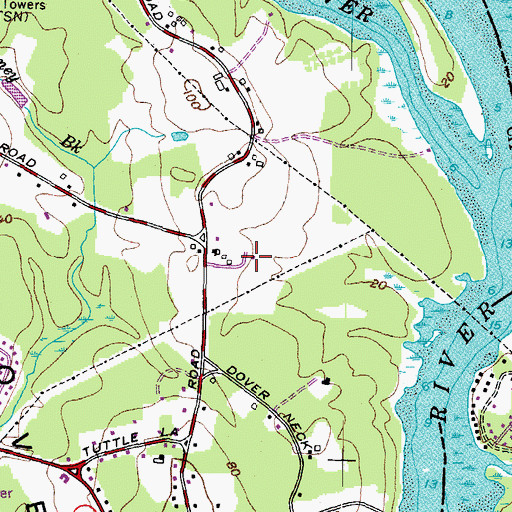 Topographic Map of WOKQ-FM (Dover), NH