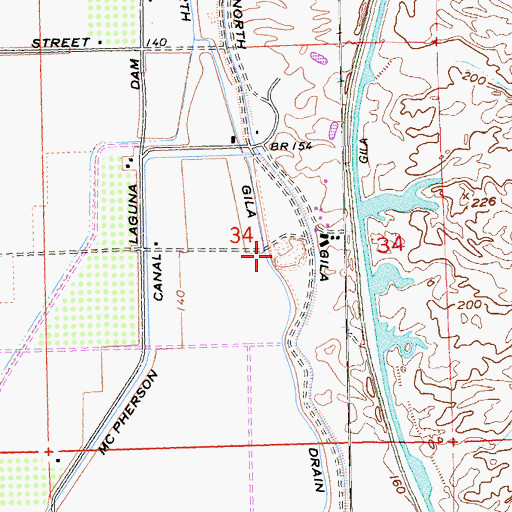 Topographic Map of North Gila Drain, AZ