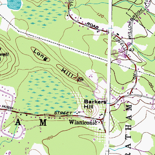 Topographic Map of WERZ-FM (Exeter), NH