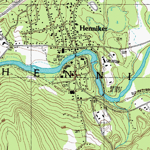 Topographic Map of WNEC-FM (Henniker), NH