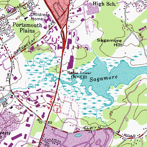 Topographic Map of WHEB-FM (Portsmouth), NH