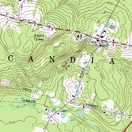 Topographic Map of Town of Candia, NH