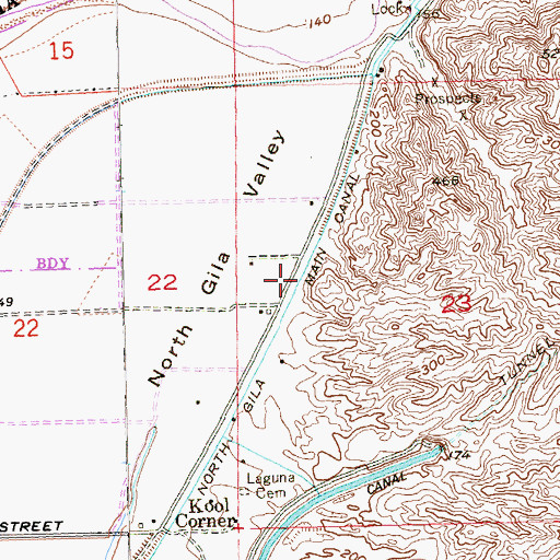 Topographic Map of North Gila East Main Canal, AZ