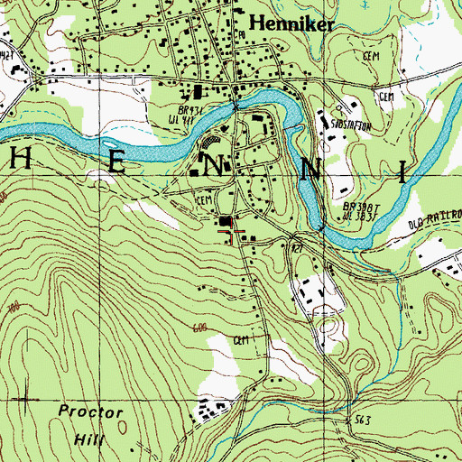 Topographic Map of Town of Henniker, NH
