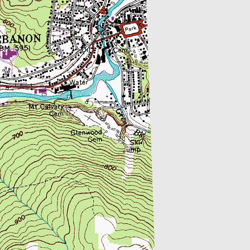 Topographic Map of City of Lebanon, NH