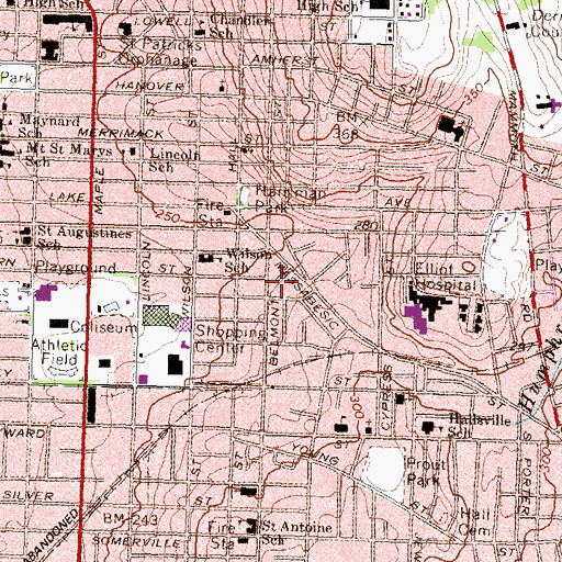Topographic Map of City of Manchester, NH
