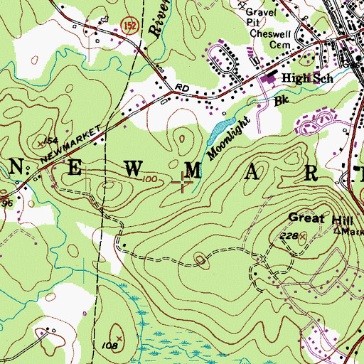 Topographic Map of Town of Newmarket, NH