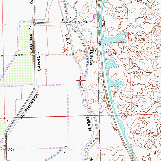 Topographic Map of North Gila Main Canal, AZ