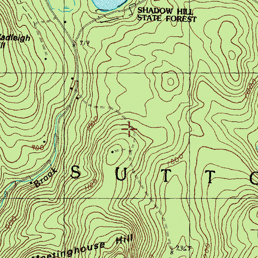 Topographic Map of Town of Sutton, NH