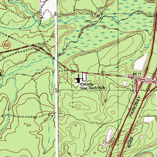 Topographic Map of Ocean Center Vocational School, NJ
