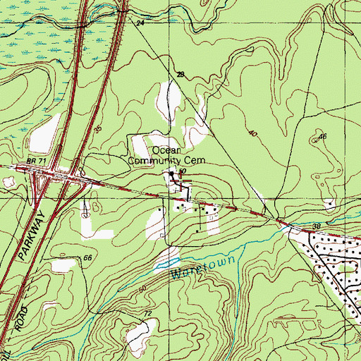 Topographic Map of Ocean County Memorial Park, NJ