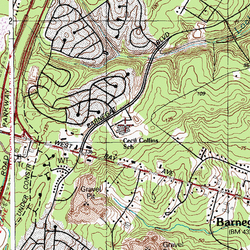 Topographic Map of Cecil S Collins Elementary School, NJ