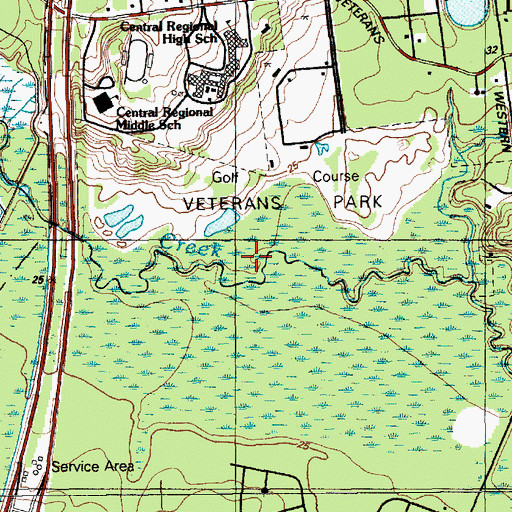 Topographic Map of Veterans Park, NJ