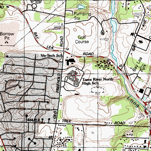 Topographic Map of Toms River North High School, NJ