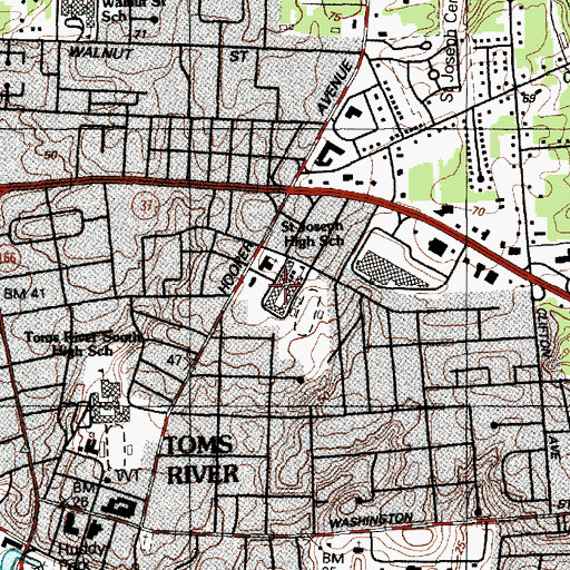 Topographic Map of Monsignor Donovan High School, NJ