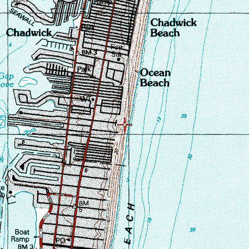 Topographic Map of Chadwick Beach, NJ