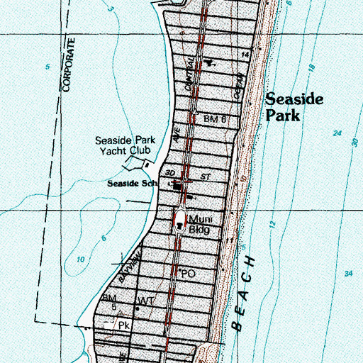 Topographic Map of Seaside Park Elementary School, NJ