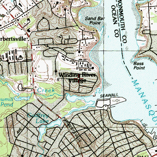 Topographic Map of Winding River Village, NJ