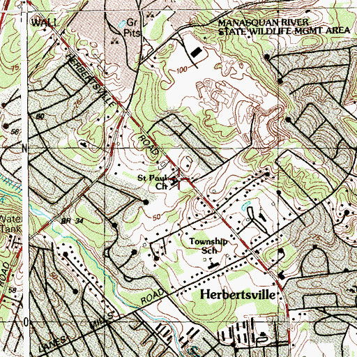 Topographic Map of Saint Paul Church, NJ