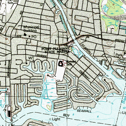Topographic Map of Nellie F Bennett Elementary School, NJ