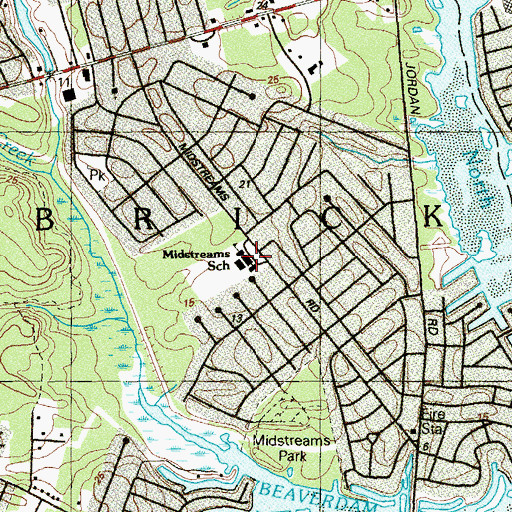 Topographic Map of Midstreams Elementary School, NJ