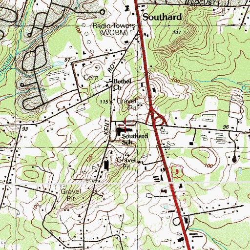 Topographic Map of Southard Elementary School, NJ