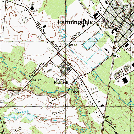 Topographic Map of Howell High School, NJ