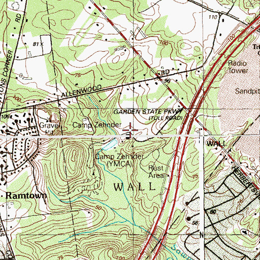 Topographic Map of Camp Zehnder, NJ