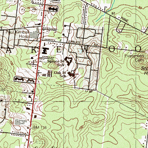 Topographic Map of Oak Street Elementary School, NJ