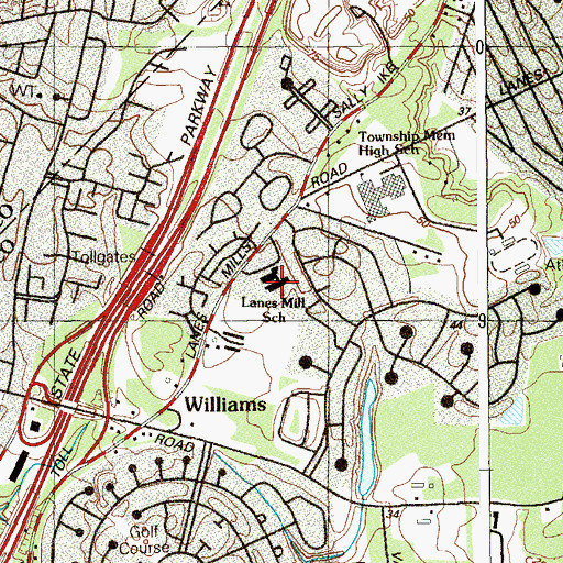 Topographic Map of Lanes Mill Road Elementary School, NJ