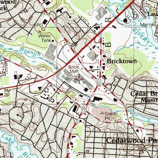 Topographic Map of Brick Mall Shopping Center, NJ