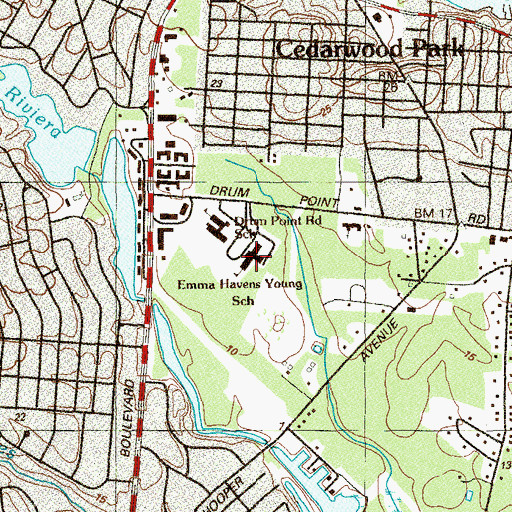 Topographic Map of Emma Havens Young Elementary School, NJ