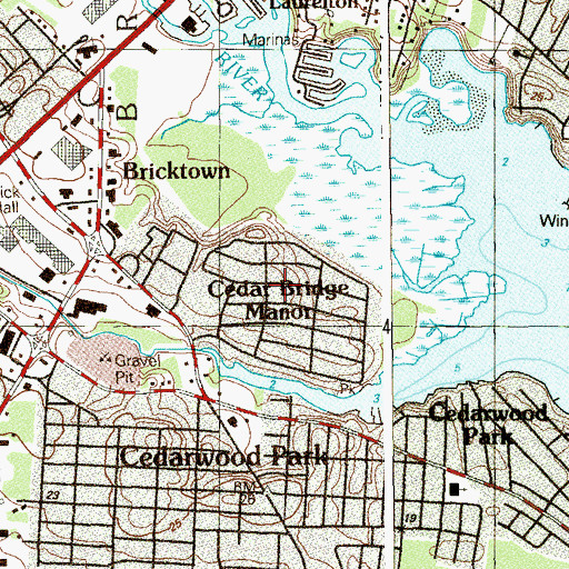 Topographic Map of Cedar Bridge Manor, NJ