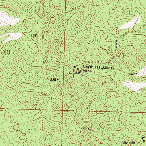 Topographic Map of North Hackberry Mine, AZ