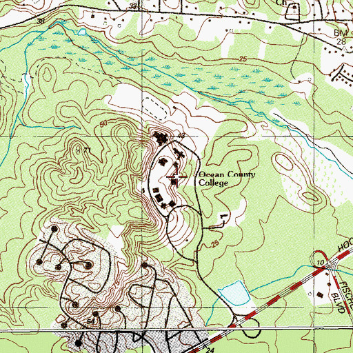 Topographic Map of Ocean County College, NJ