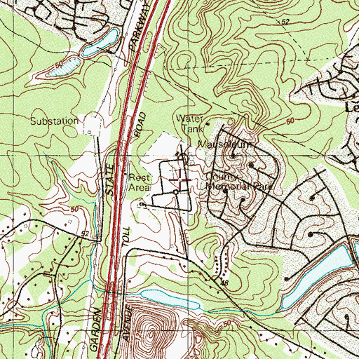 Topographic Map of Ocean County Memorial Park, NJ