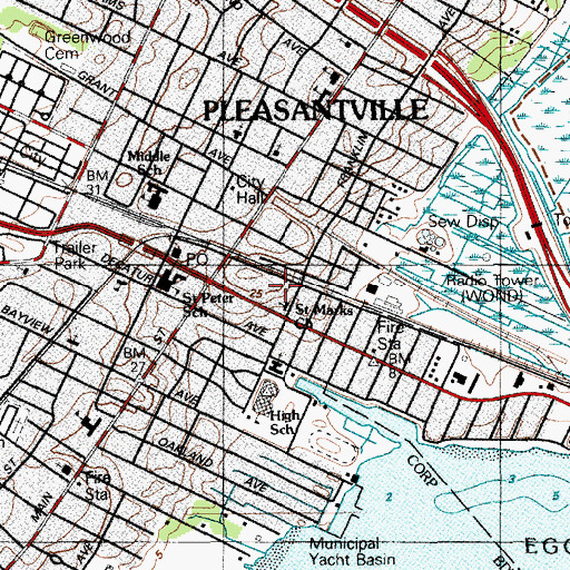 Topographic Map of Saint Marks Church, NJ