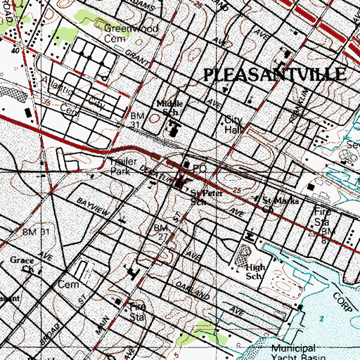 Topographic Map of Saint Peter School, NJ