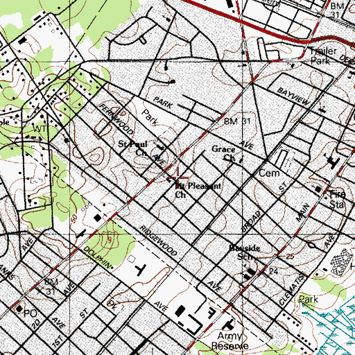 Topographic Map of Mount Pleasant Church, NJ