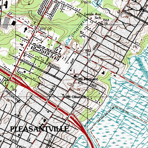 Topographic Map of Mount Pleasant Church, NJ