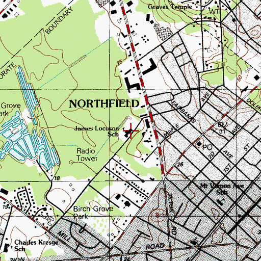 Topographic Map of James Locuson School, NJ