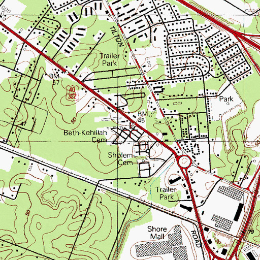 Topographic Map of Beth Kehillah Cemetery, NJ