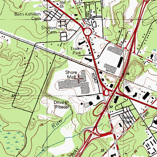 Topographic Map of Shore Mall, NJ
