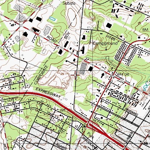 Topographic Map of Pleasantville Middle School, NJ